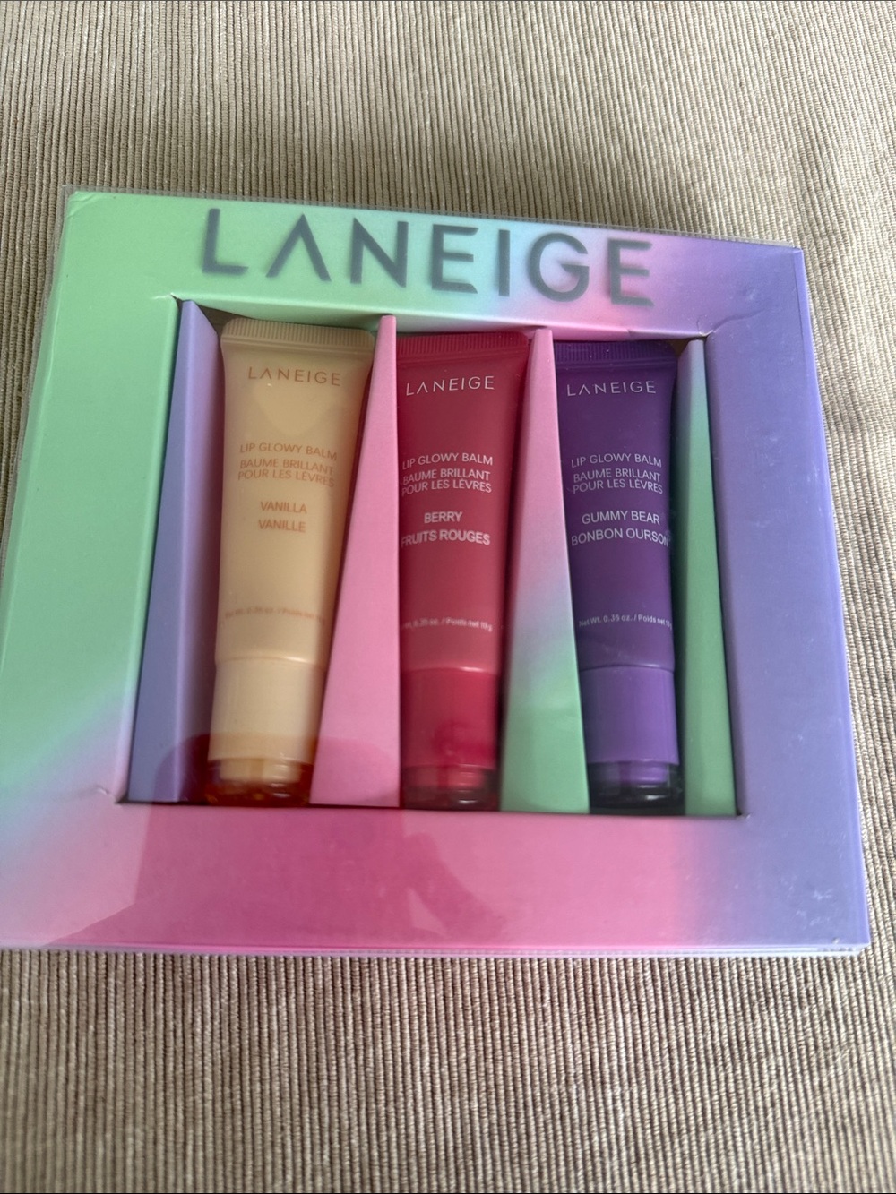 LANEIGE Lip Glowy Balm Trio - Cream, Pink, Purple